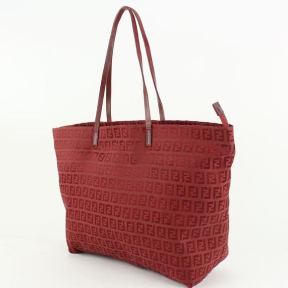 Fendi Burgundy Monogram FF Zucca Roll Tote Shopper Bag 112f15 - Picture 1 of 12